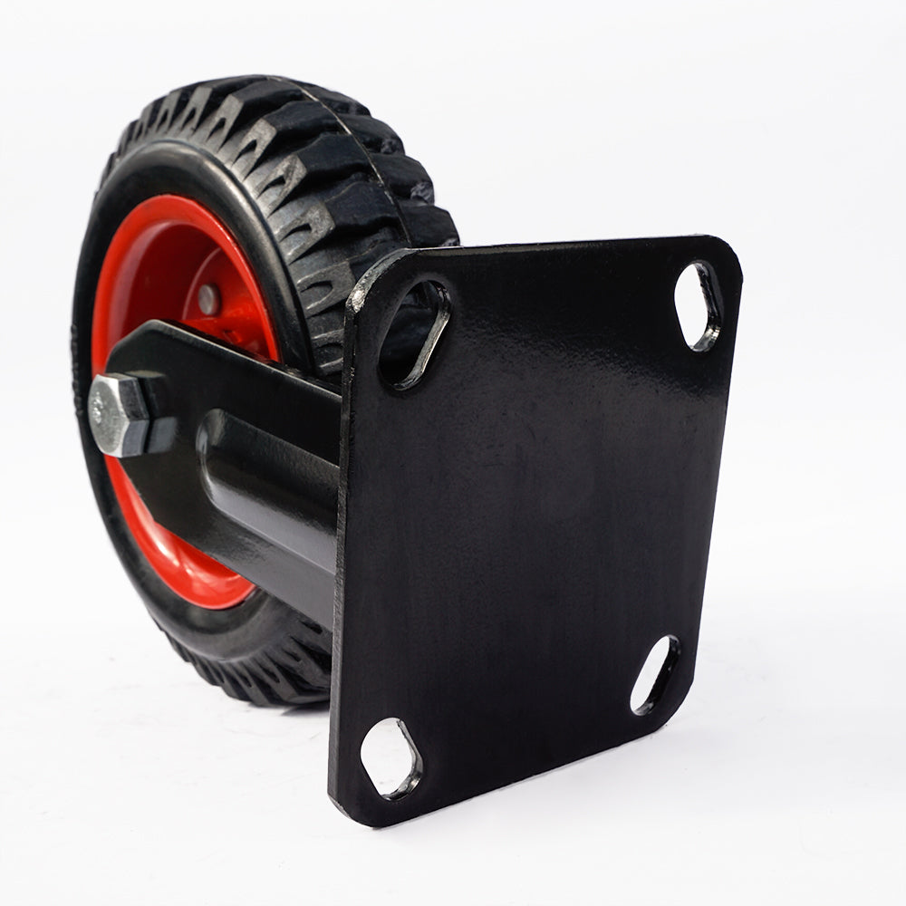 Ø 160 mm | Bockrolle ohne Bremse: Stahl, verstärkter Gummi, Befestigungsplatte, Kugellager, Tragfähigkeit 150 kg | 1101-160