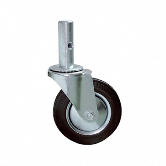 Ø 160 mm | Swivel castor without brake: Scaffold wheel with pivot, metal/rubber, mounted with quick-release axle, roller bearing, load capacity 125 kg | 1157-160