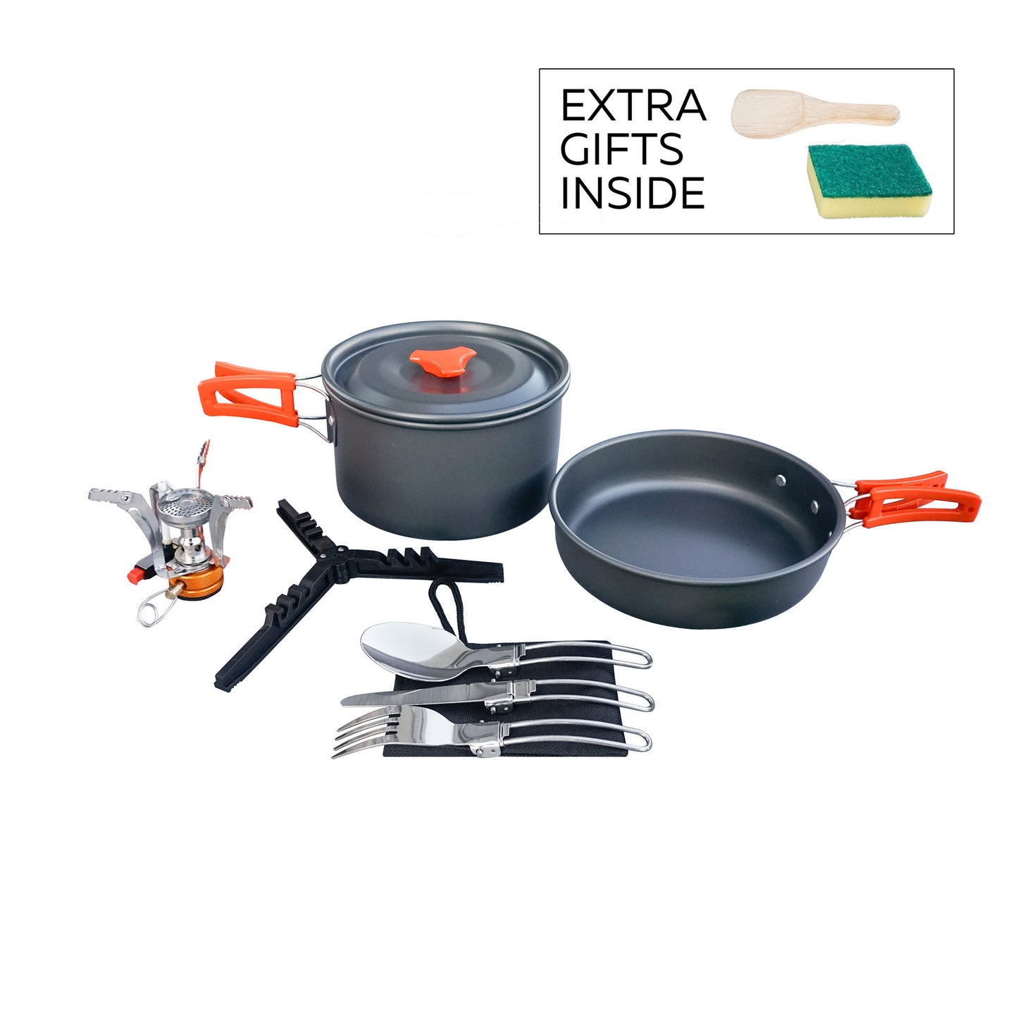 Camping Kochgeschirr Set mit Gasbrenner und Besteck, Outdoor "EXPEDITION" | TEKSON 202025