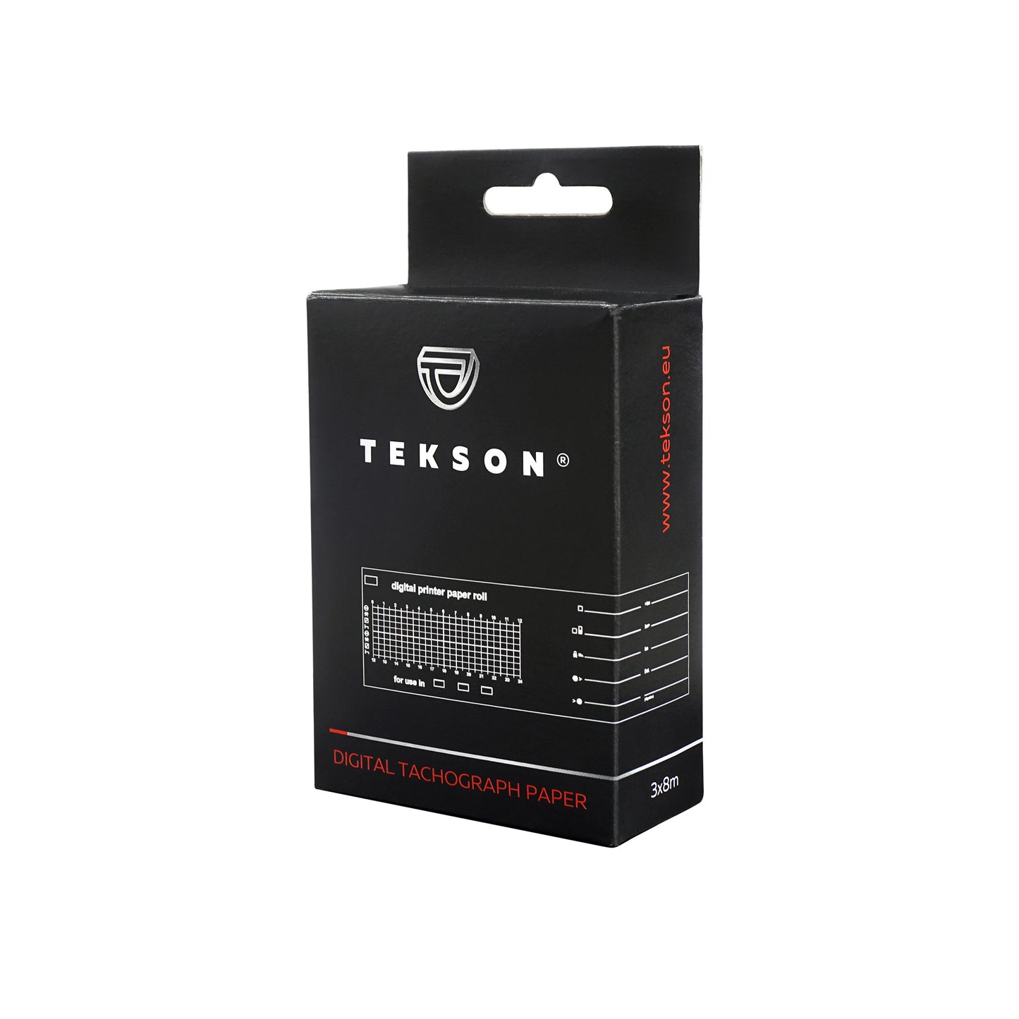Thermopapierrollen Tekson für digital Tacho, 3 Stück pro Verpackung mit Euroloch | 207018