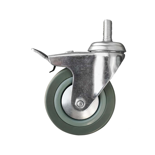 Ø 125 mm | Swivel castor with brake: rubber tread, screw fastening, plain bearing, load capacity 100 kg | 3064-125