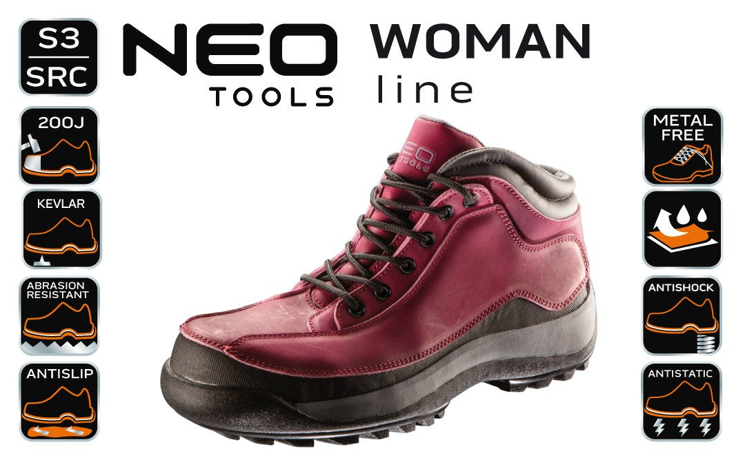 Women's safety shoes with composite toe cap, metal-free, Neo Tools | 82-540 S3 SRC