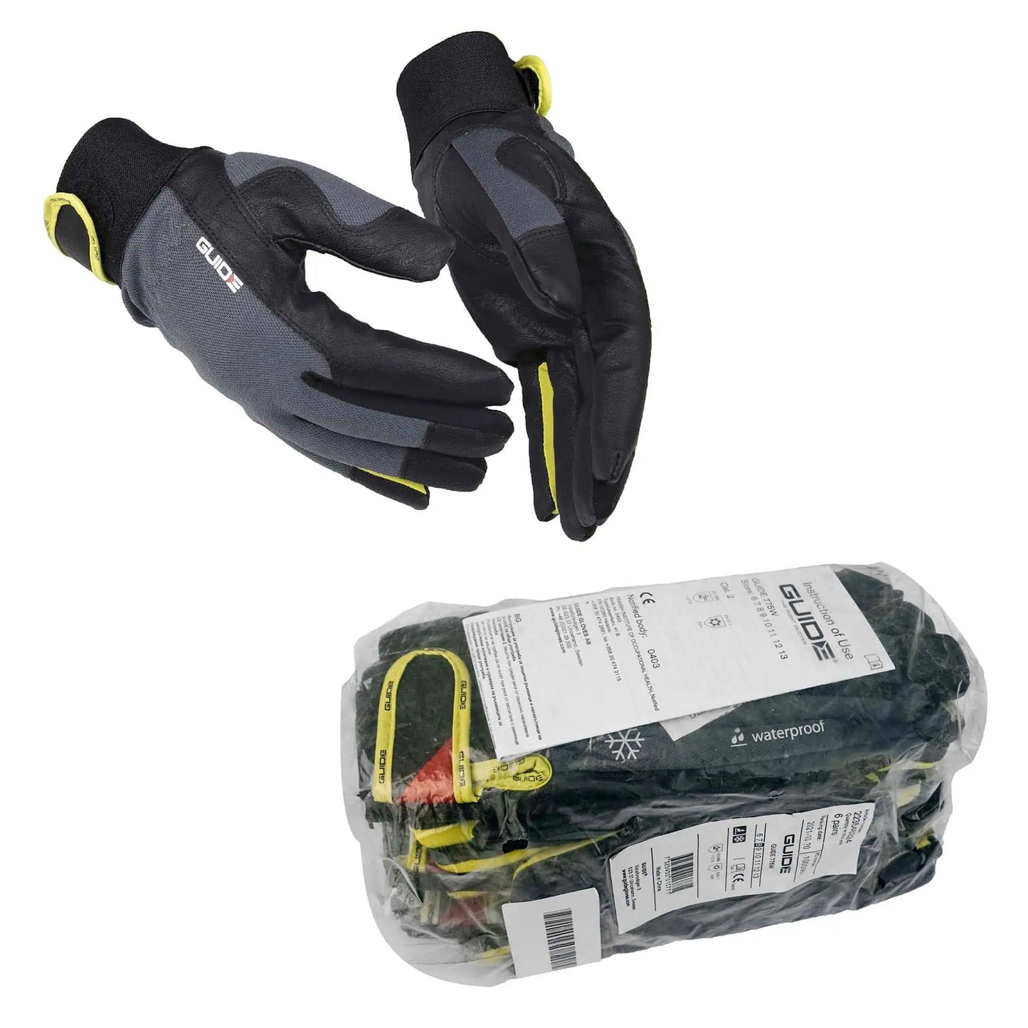 6 pairs of Guide winter gloves, waterproof | 775W