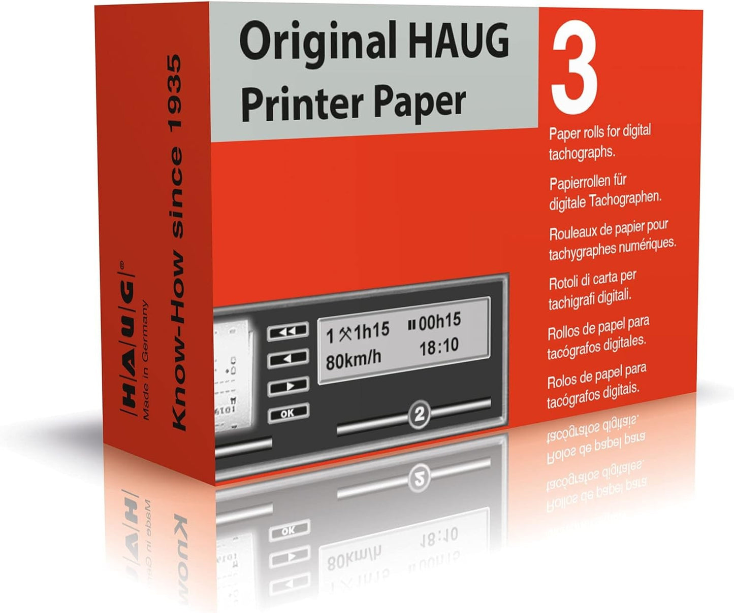 Haug Thermopapier 3X8M Rollen für Digitale Tachographen