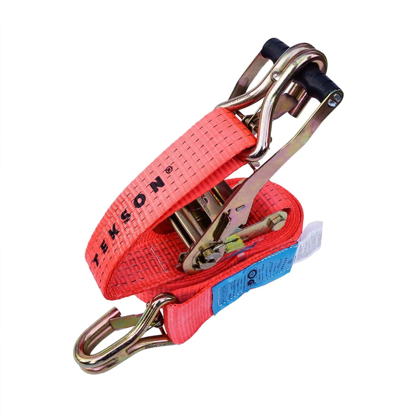 Spanngurt LC 2500 daN, Set mit Zugratsche STF 350 daN, Doppel J-Haken mit Riegel