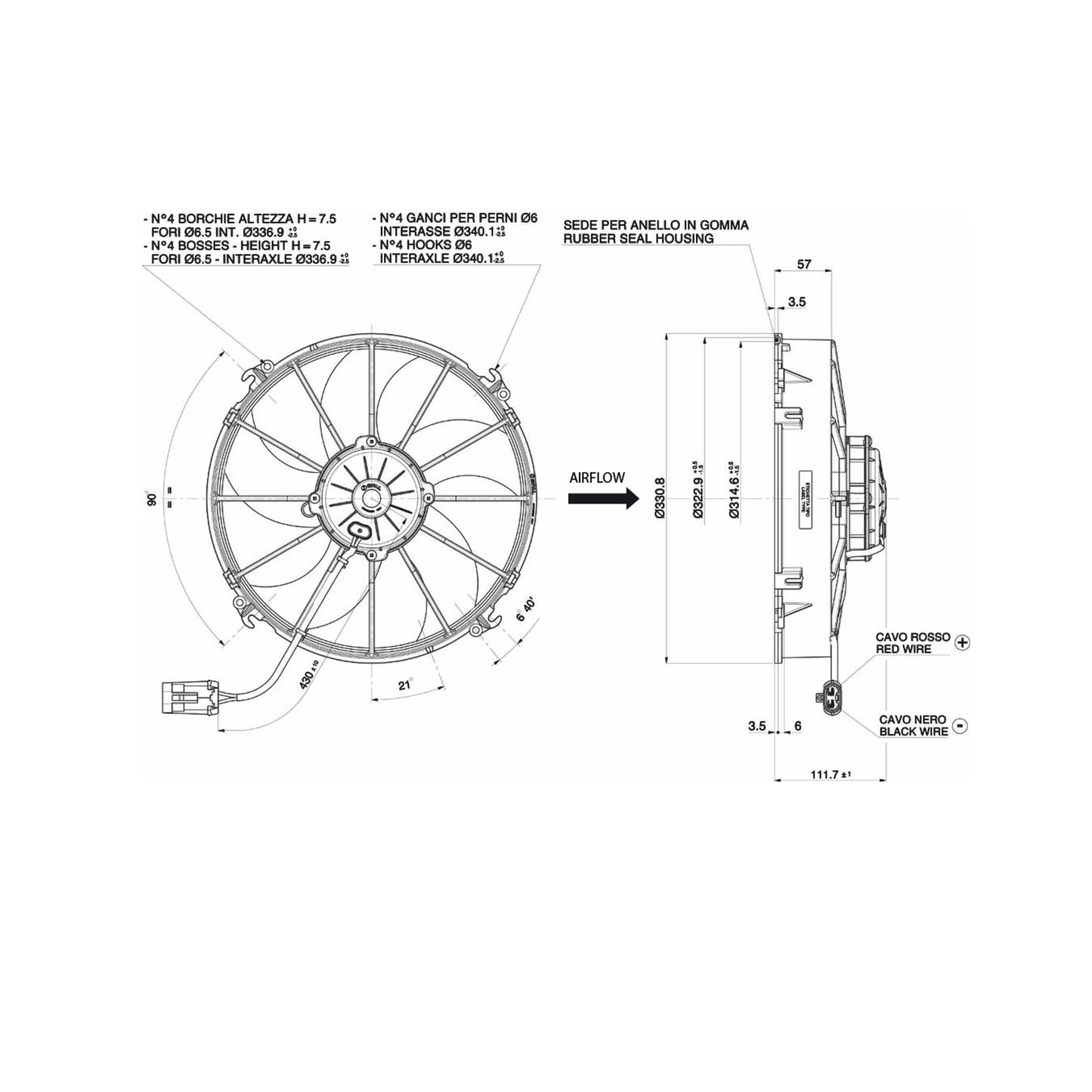 Spal Lüfter 12V, 305 MM, saugend | VA01-AP90/LL-66A
