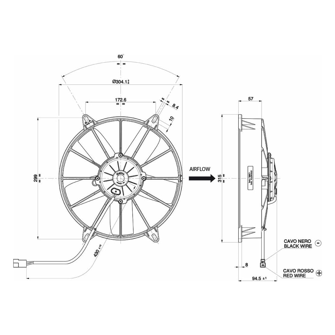 Spal fan 24V, 280 mm, suction | VA03-BP70/LL-37A