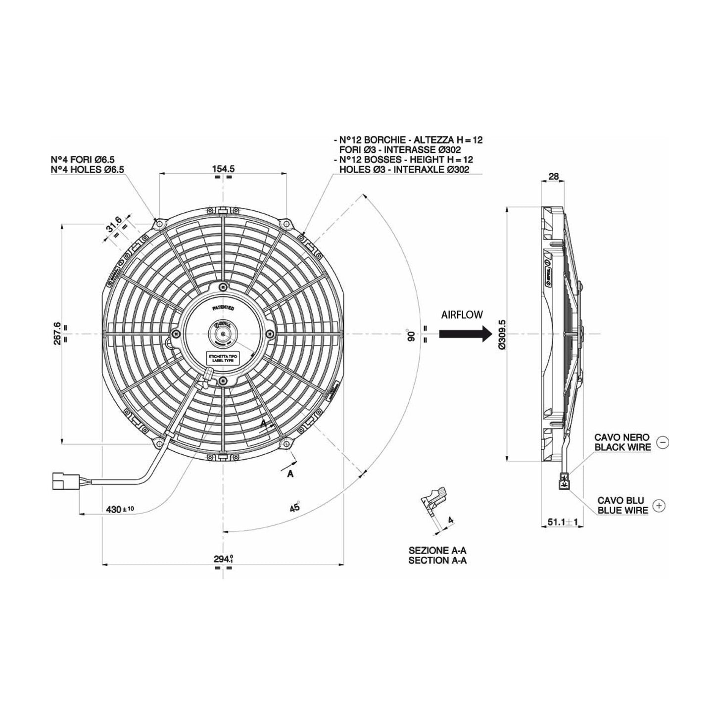 Spal Lüfter 24V, 280 MM, saugend | VA09-BP12/C-27A