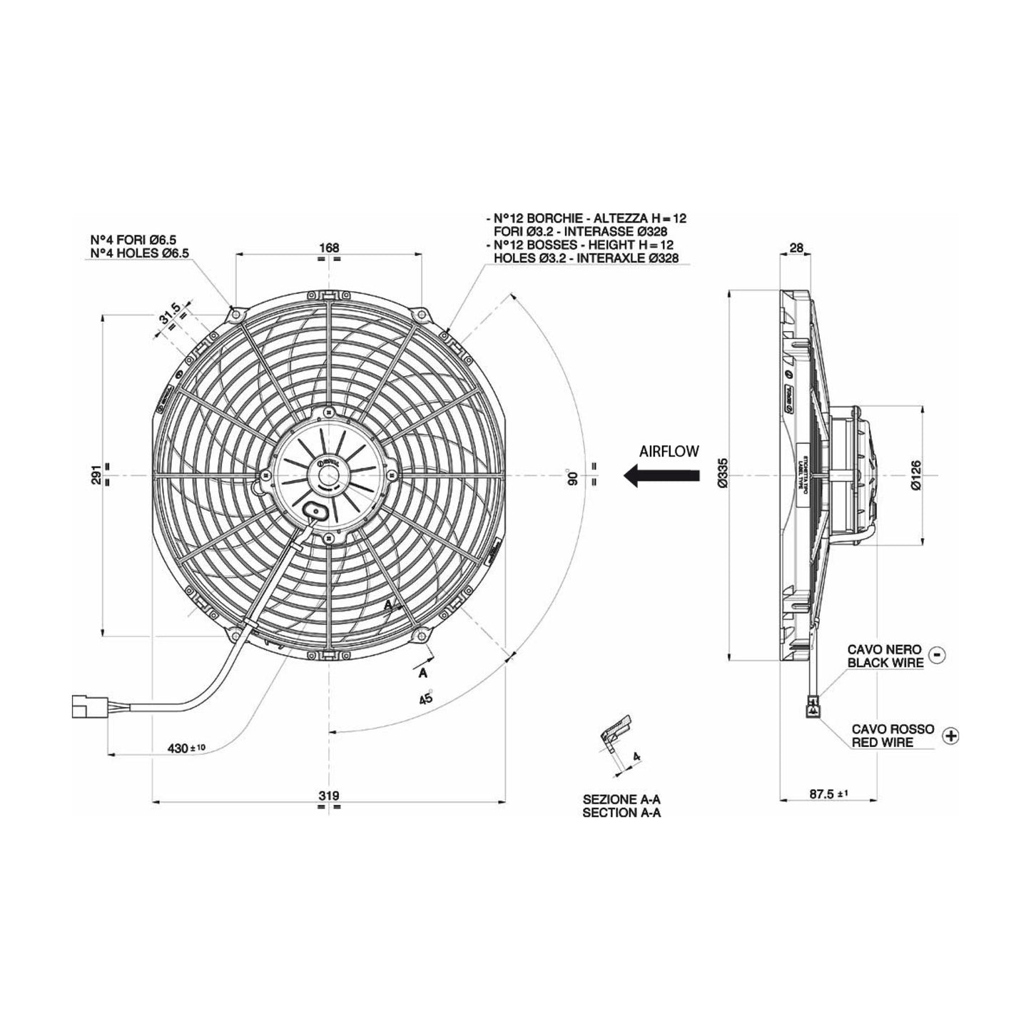 Spal Lüfter 12V, 305 MM, drückend | VA10-AP70/LL-61S