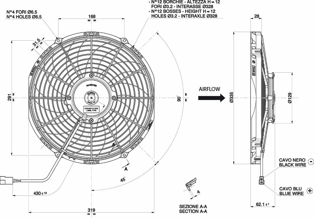 Spal fan 24V, 305 mm, suction | VA10-BP50/C-61A