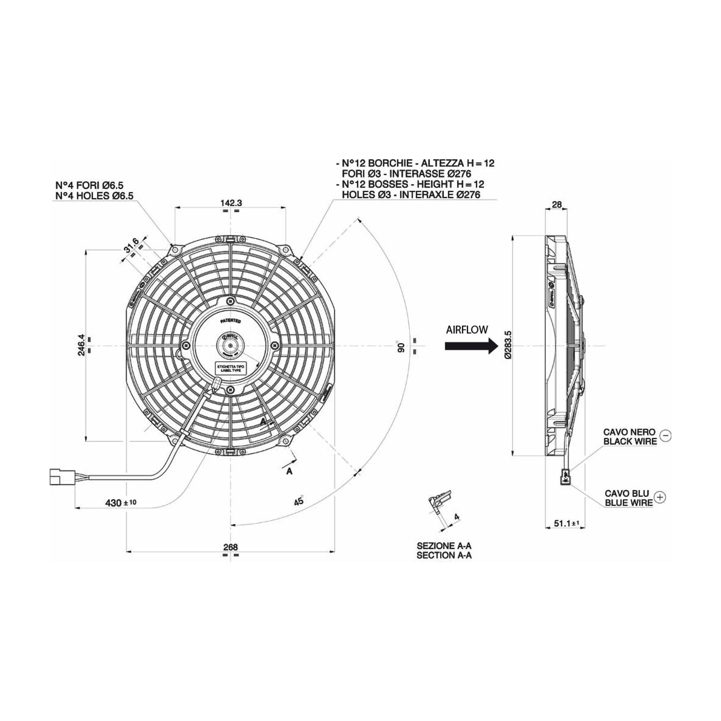 Spal Lüfter 12V, 255 MM, saugend | VA11-AP8/C-29A