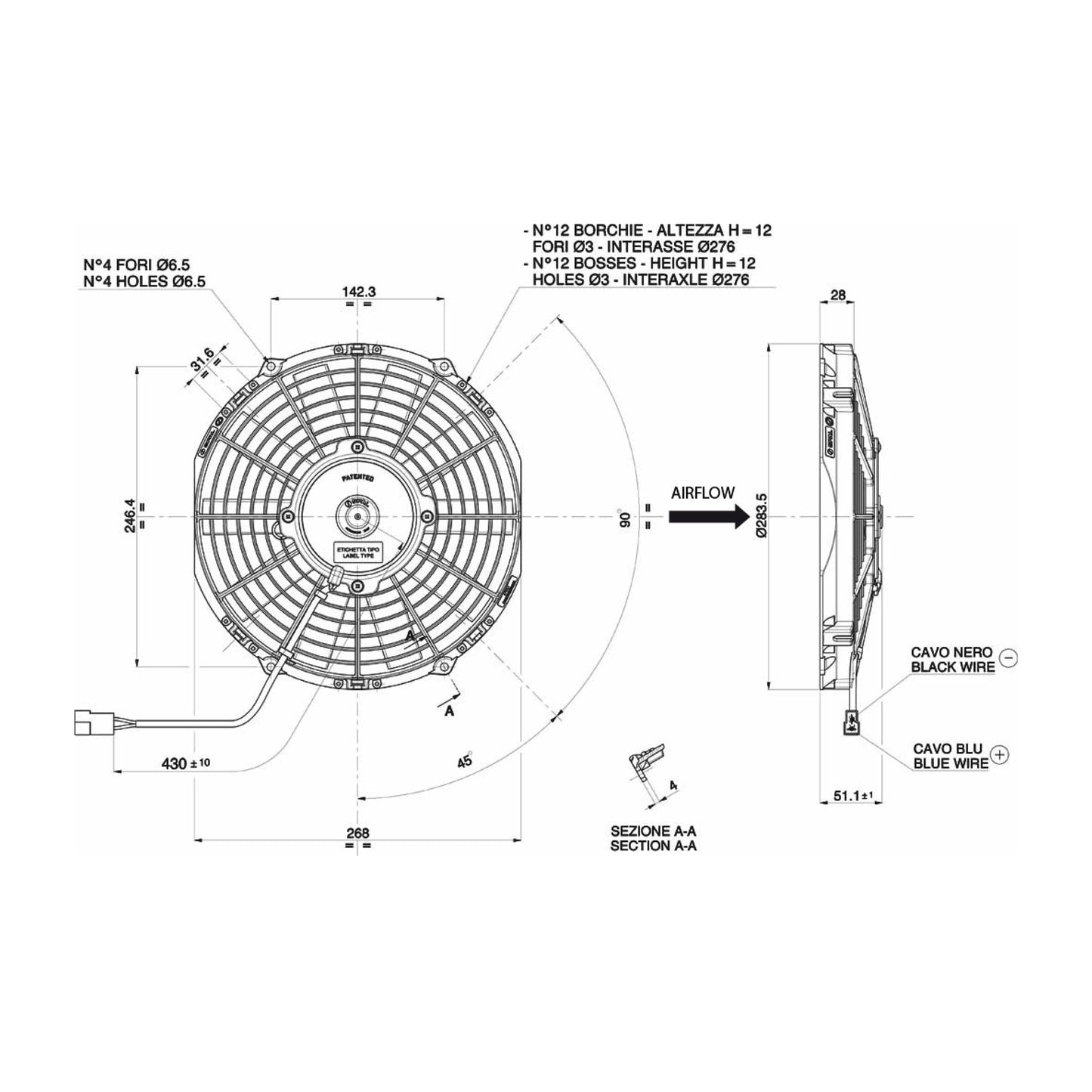 Spal Lüfter 24V, 255 MM, saugend | VA11-BP7/C-29A