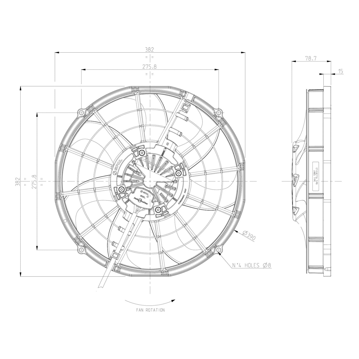 Spal Lüfter 24V, 355 MM, saugend | VA116-BBL511P/R/A/N-105A