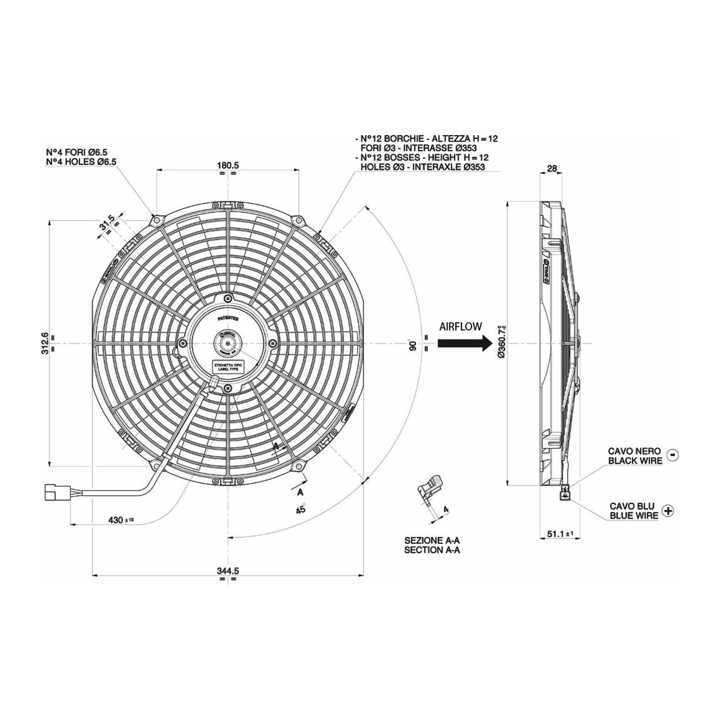 Spal Lüfter 24V, 330 MM, drückend | VA13-BP9/C-35S
