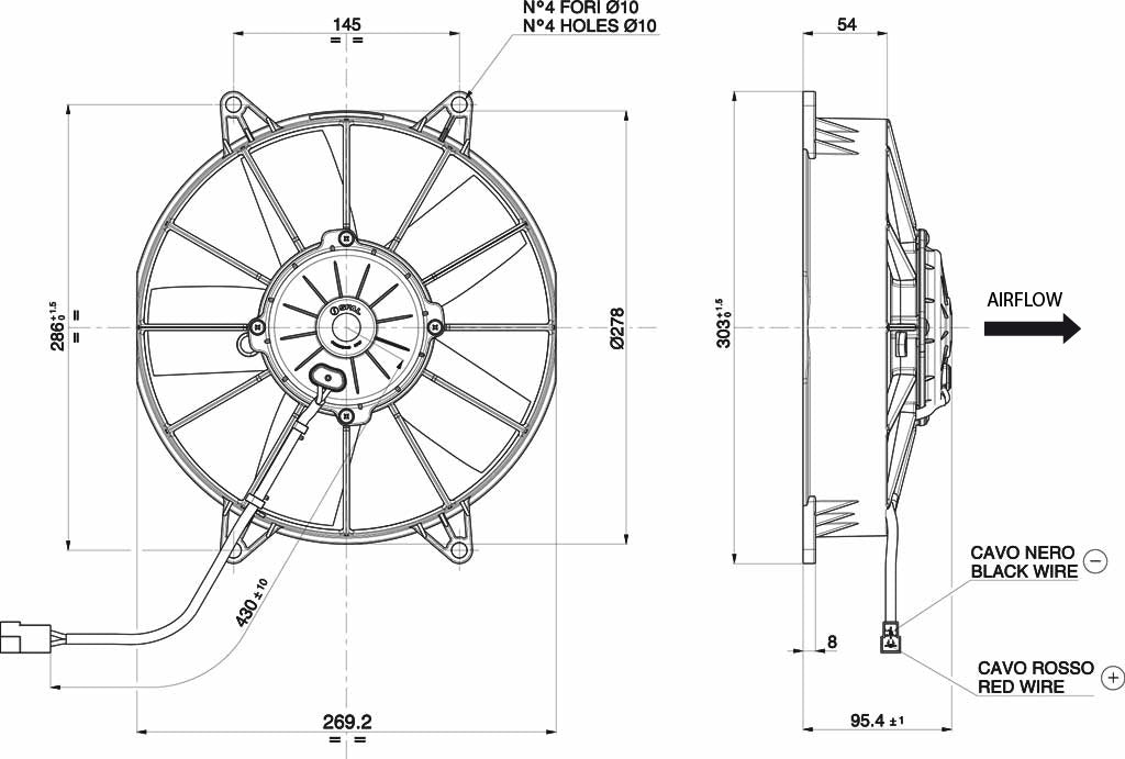 Spal fan 24V, 255 mm, suction | VA15-BP70/LL-39A