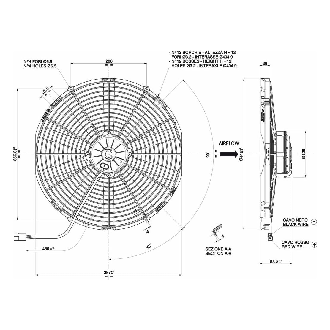 Spal Lüfter 24V, 385 MM, saugend | VA18-BP71/LL-86A BT KS