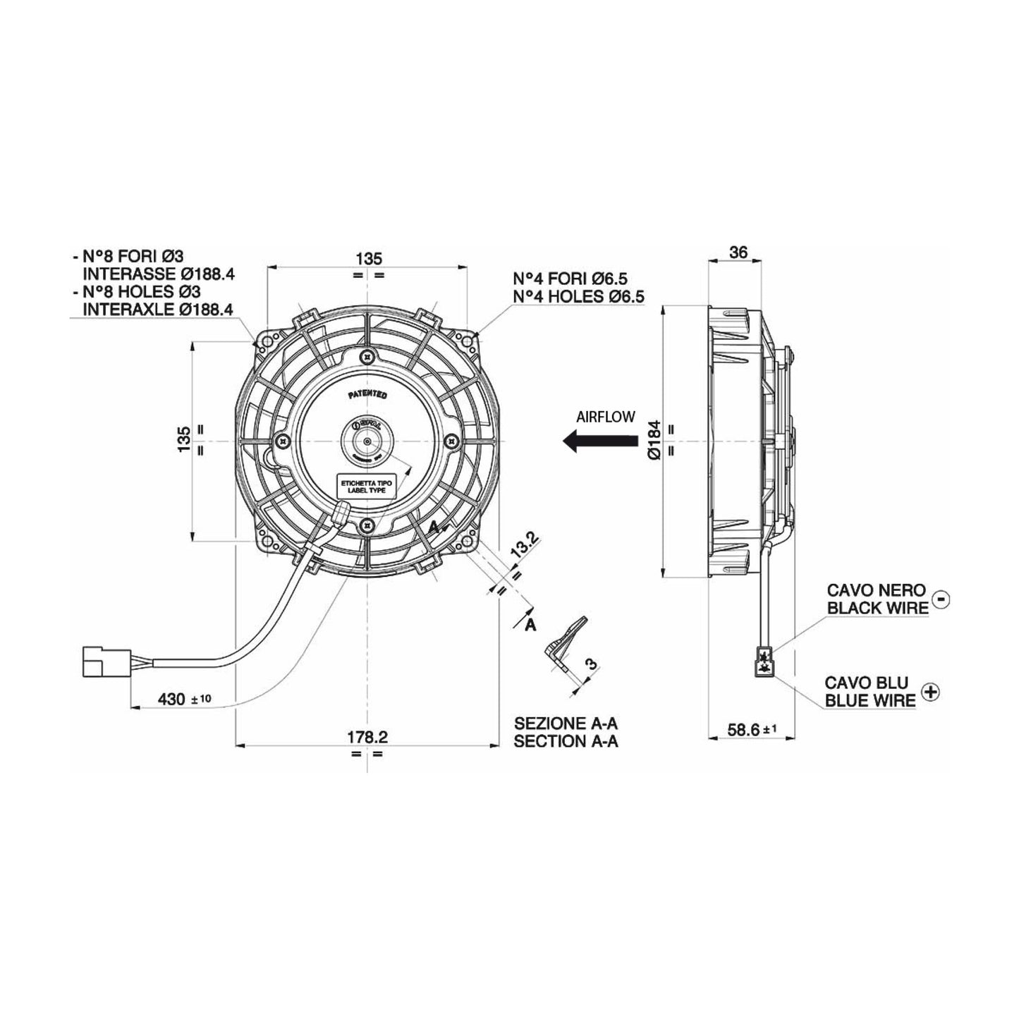 Spal Lüfter 12V, 167 MM, drückend | VA22-AP11/C-64S