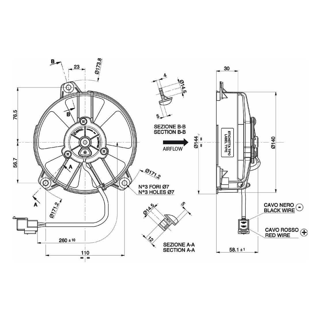 Spal fan 12V, 130 mm, suction | VA31-A101-46A