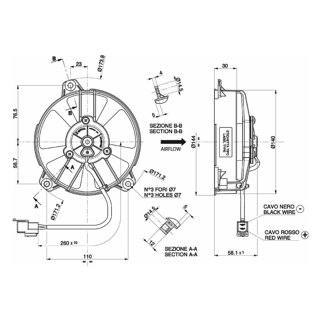 Spal fan 24V, 130 mm, suction | VA31-B100-46A