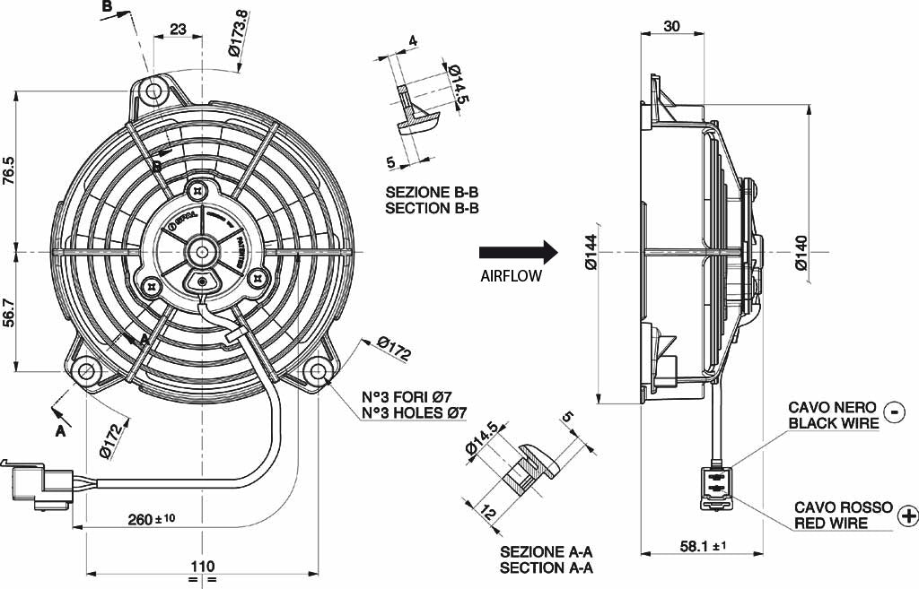 Spal fan 24V, 130 mm, suction | VA37-B101-46A