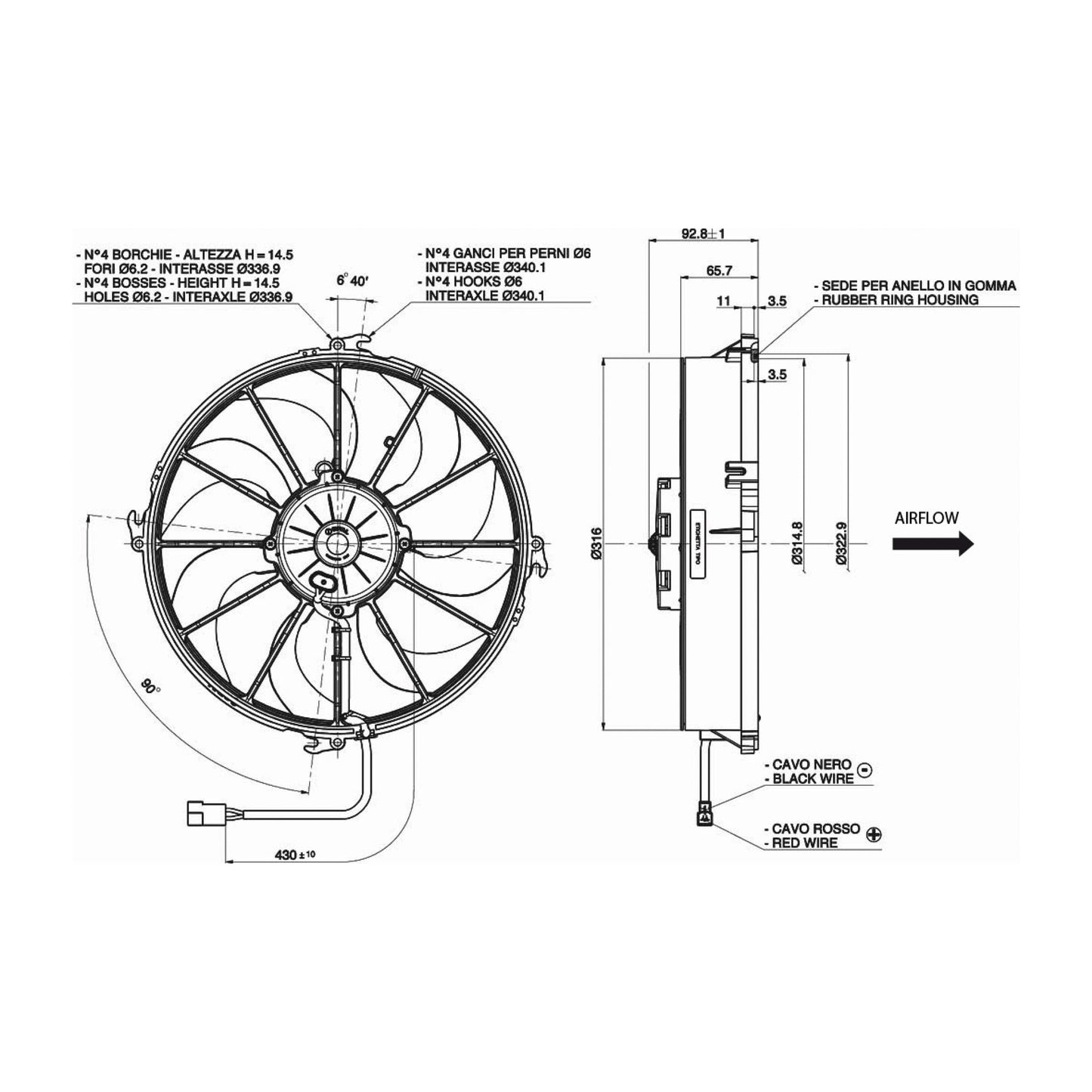 Spal Lüfter 24V, 305 MM, saugend | VA51-BP70/VLL-69A