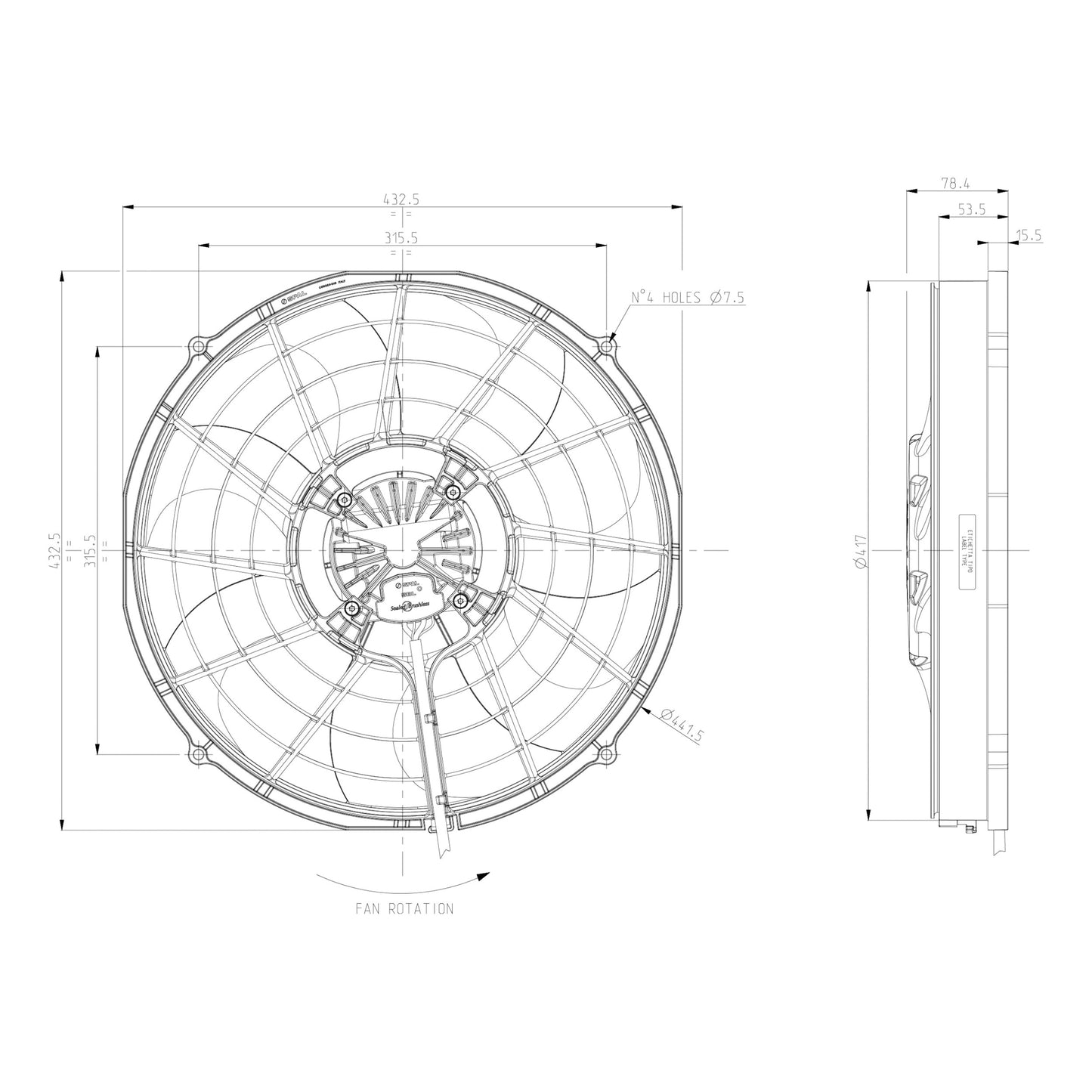 Spal Lüfter 24V, 405 MM, saugend | VA97-BBL339P/R/A/N-103A