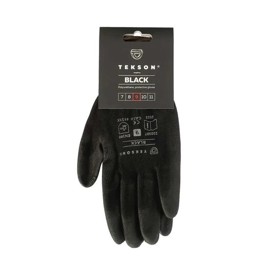 Tekson universal work gloves with Euro hole, 12 pairs | Black