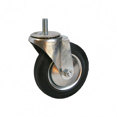 Ø 160 mm | Swivel castor without brake: Scaffold wheel with pivot, metal/rubber, threaded pin, roller bearing, load capacity 145 kg | 4008-160