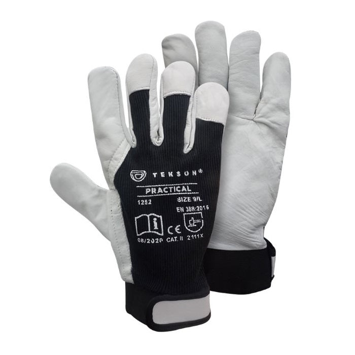 Arbeitshandschuhe Tekson, mit Klettverschluss, 12 Paar | Practical