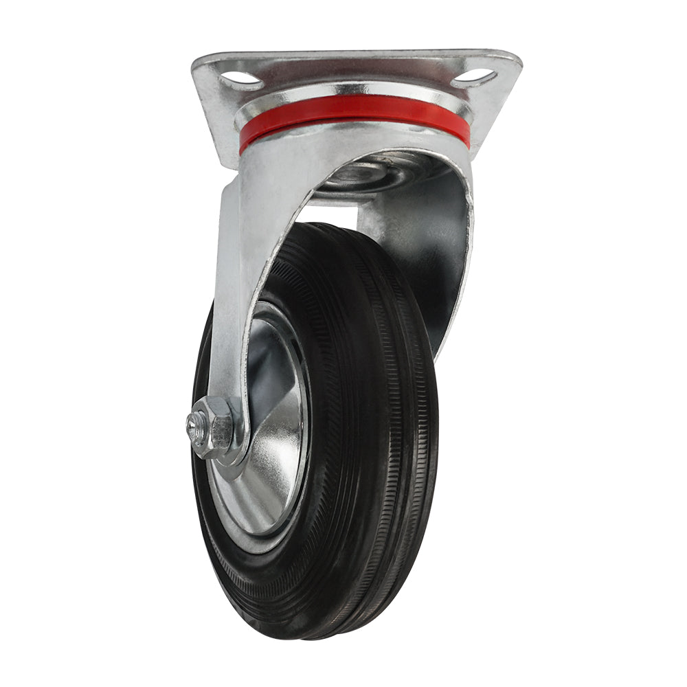Ø 125 mm | Lenkrolle ohne Bremse: Metallgummi, Befestigungsplatte, Wälzlager, Tragfähigkeit 100 kg | 4001-125