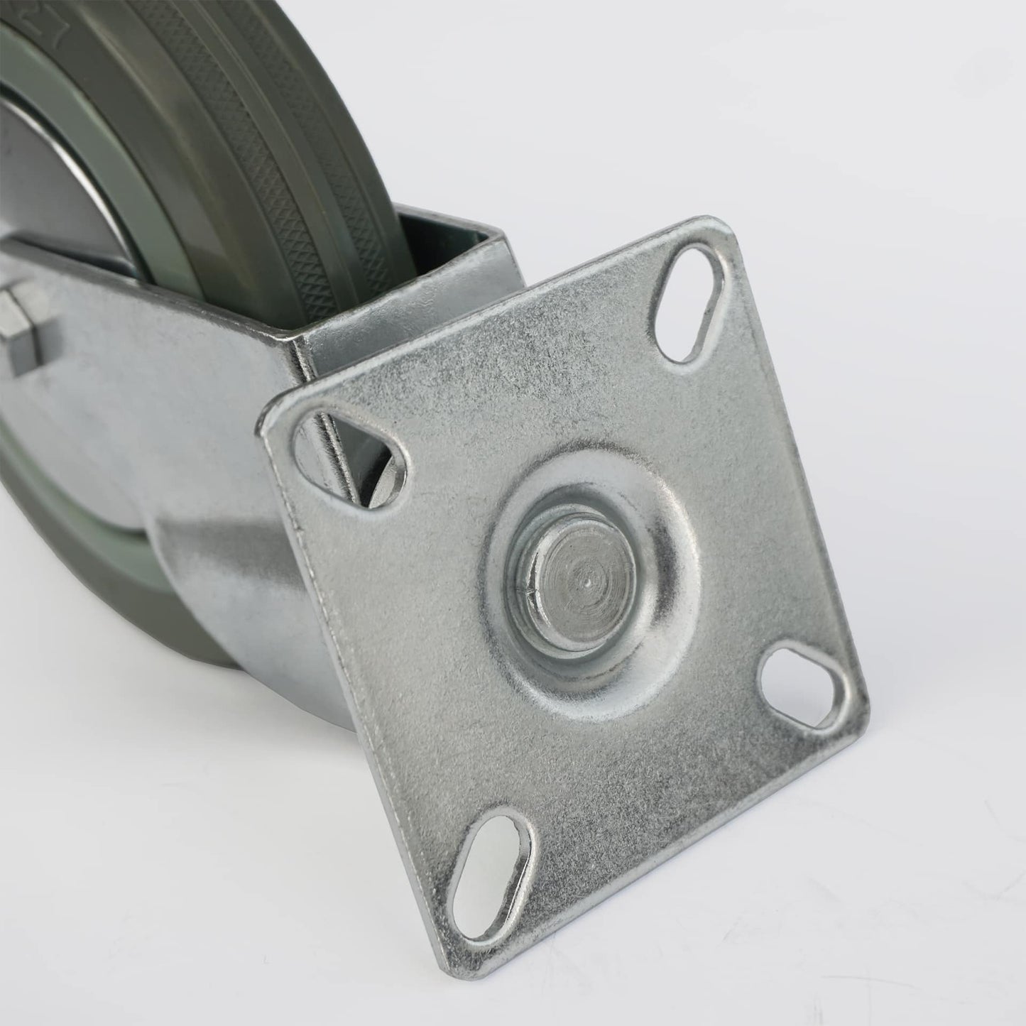 4x zestaw kołowy Ø 125 mm (2x skrętny, 2x skrętny z hamulcem), guma niebrudząca, łożysko ślizgowe | 3053/3054-125 - płyta mocująca