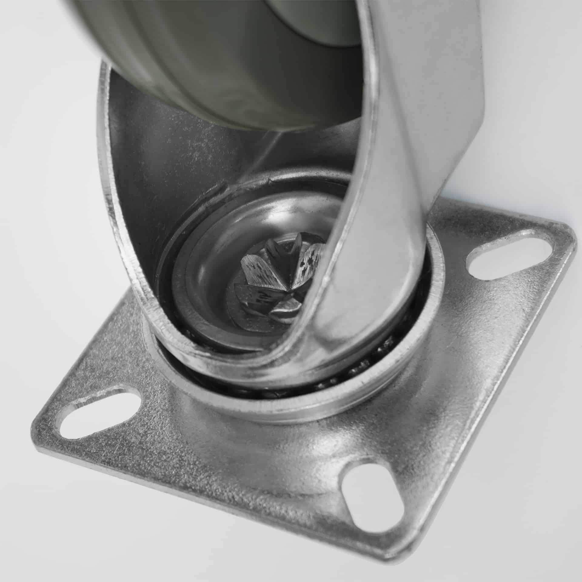 4x zestaw kołowy Ø 125 mm (2x skrętny, 2x skrętny z hamulcem), guma niebrudząca, łożysko ślizgowe | 3053/3054-125 - łożysko kulkowe