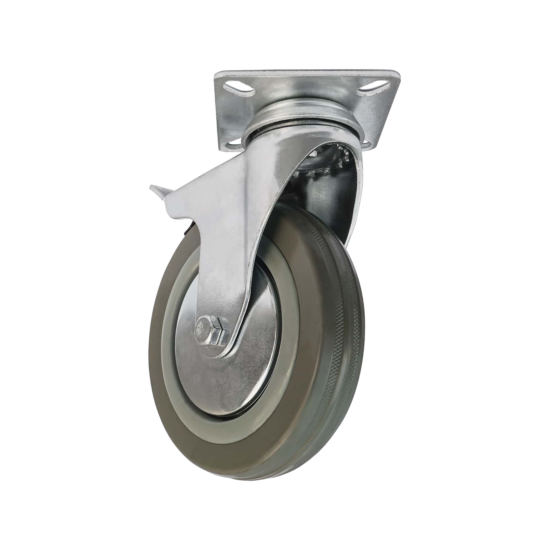 Ø 125 mm | Zestaw kołowy obrotowy z hamulcem: tworzywo guma, płyta mocująca, łożysko ślizgowe, nośność 25 kg | 3054-125 - półprofil