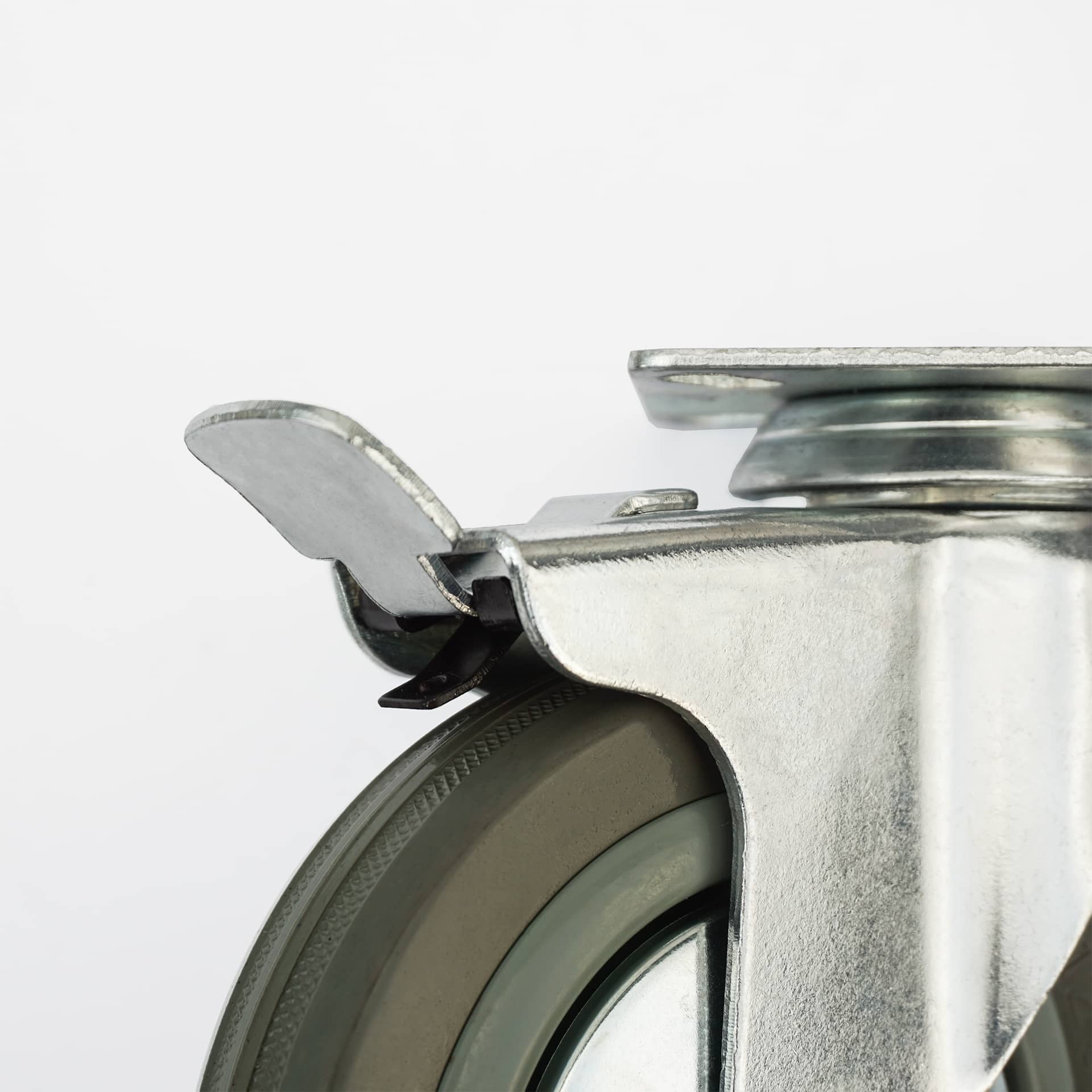 Ø 125 mm | Zestaw kołowy obrotowy z hamulcem: tworzywo guma, płyta mocująca, łożysko ślizgowe, nośność 25 kg | 3054-125 - hamulec