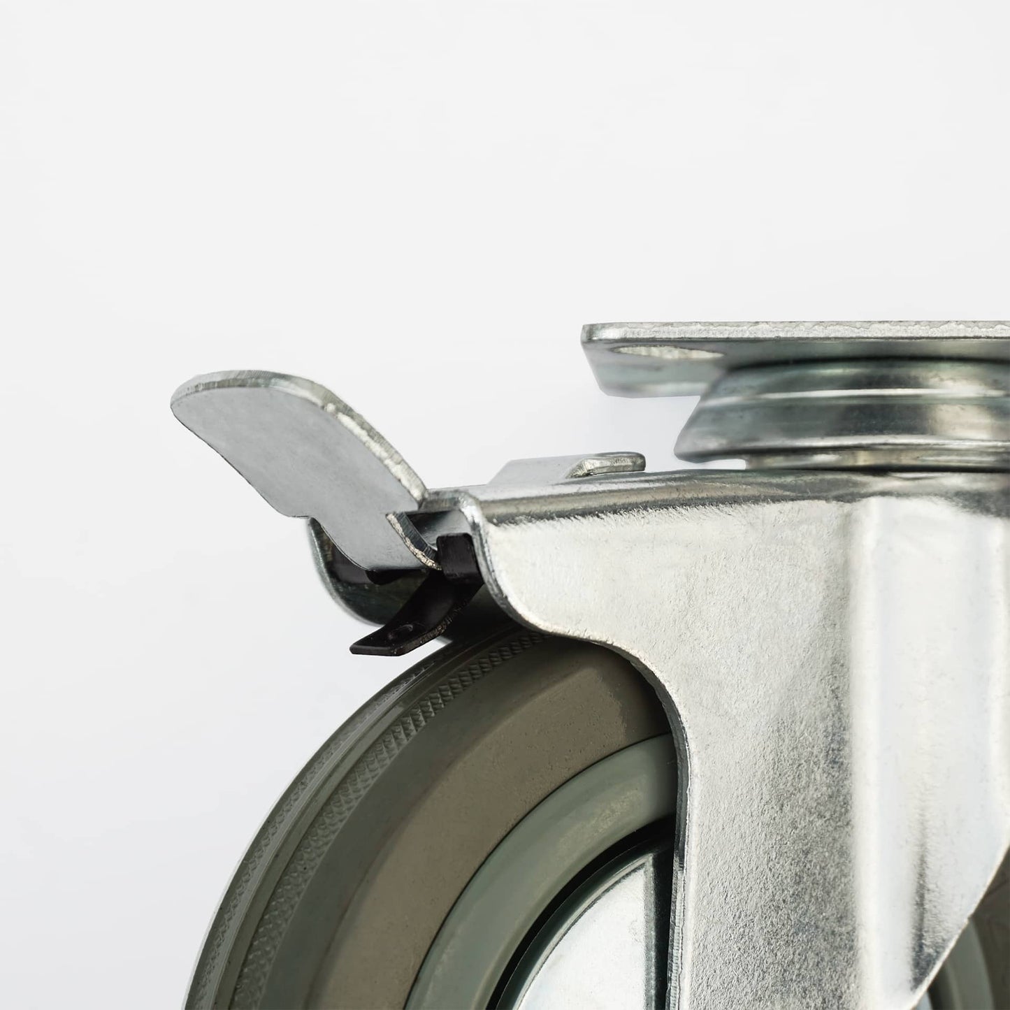 Ø 100 mm | Zestaw kołowy obrotowy z hamulcem: tworzywo guma, płyta mocująca, łożysko ślizgowe, nośność 25 kg | 3054-100 - hamulec