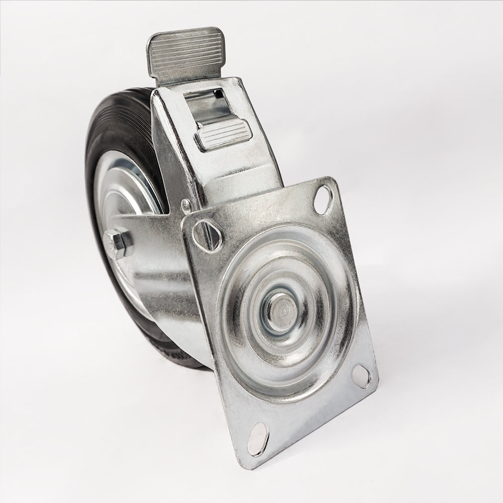 Ø 160 mm | Lenkrolle mit Bremse: Metallgummi, Befestigungsplatte, Wälzlager, Tragfähigkeit 145 kg | 4003-160