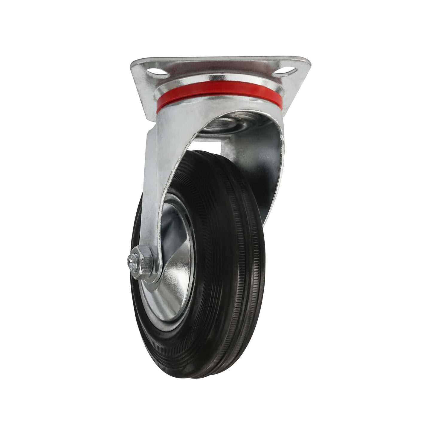 Ø 125 mm | Zestaw kołowy obrotowy bez hamulca: metal guma, płyta mocująca, łożysko wałeczkowe, nośność 50 kg | 4001-125 - półprofil