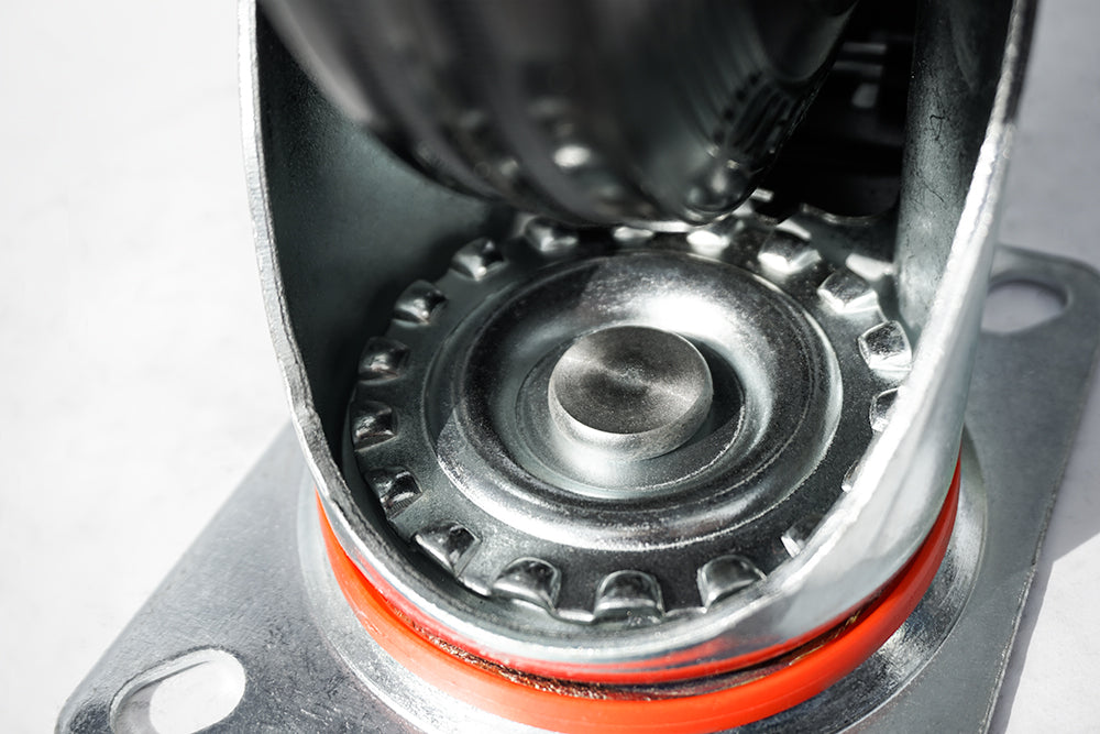 Ø 125 mm | Swivel castor with brake: metal rubber, mounting plate, roller bearing, load capacity 100 kg | 4003-125