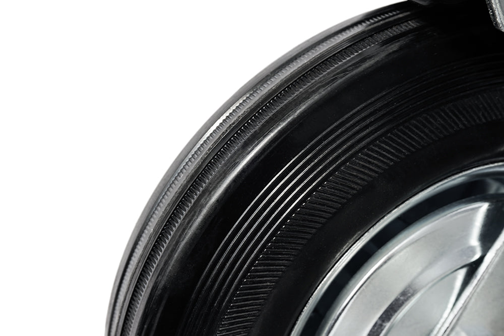 Ø 125 mm | Swivel castor with brake: metal rubber, mounting plate, roller bearing, load capacity 100 kg | 4003-125