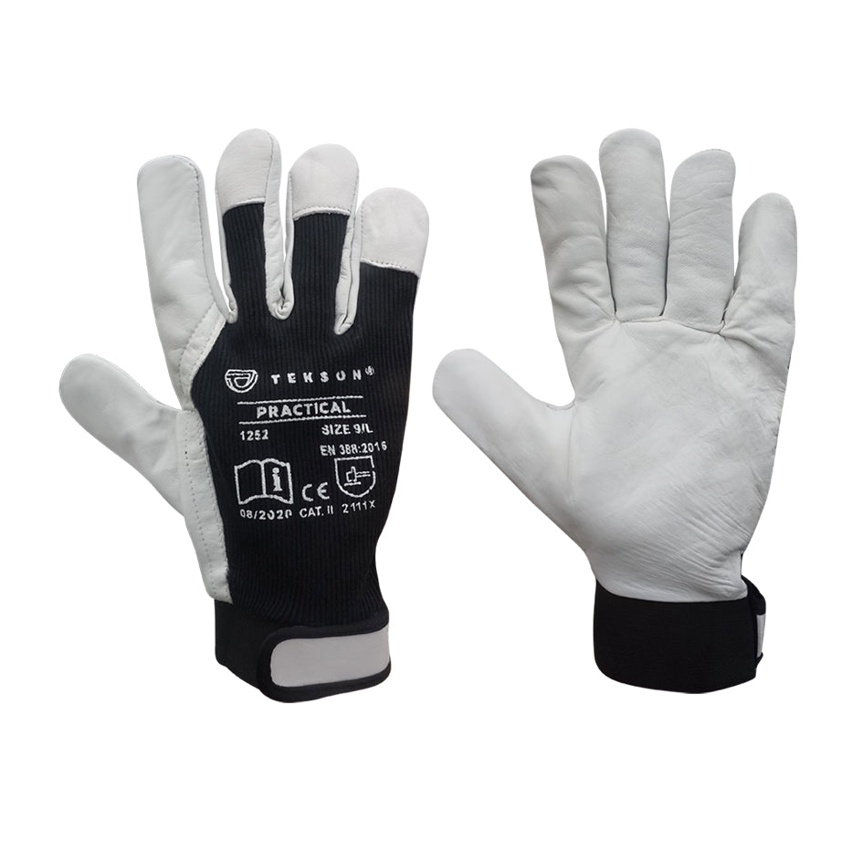 Arbeitshandschuhe Tekson, mit Klettverschluss, 12 Paar | Practical