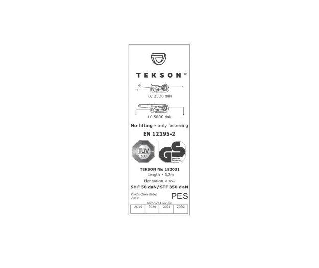 Spanngurt LC 2500 daN, Set mit Druckratsche STF 350 daN