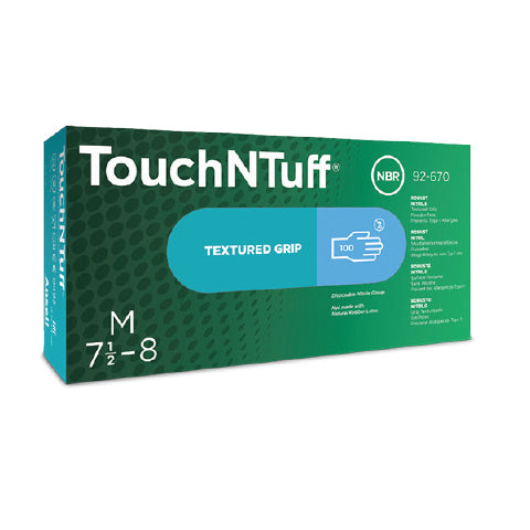 Ansell TouchNTuff Nitrile Laboratory Gloves, Box of 100 | 92-670