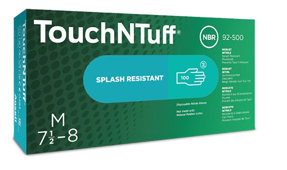 Ansell TouchNTuff chemical-resistant nitrile gloves, box of 100 | 92-500