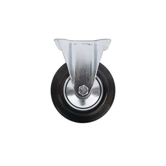 Ø 200 mm | Fixed castor without brake: metal rubber, mounting plate, roller bearing, load capacity 185 kg | 4002-200