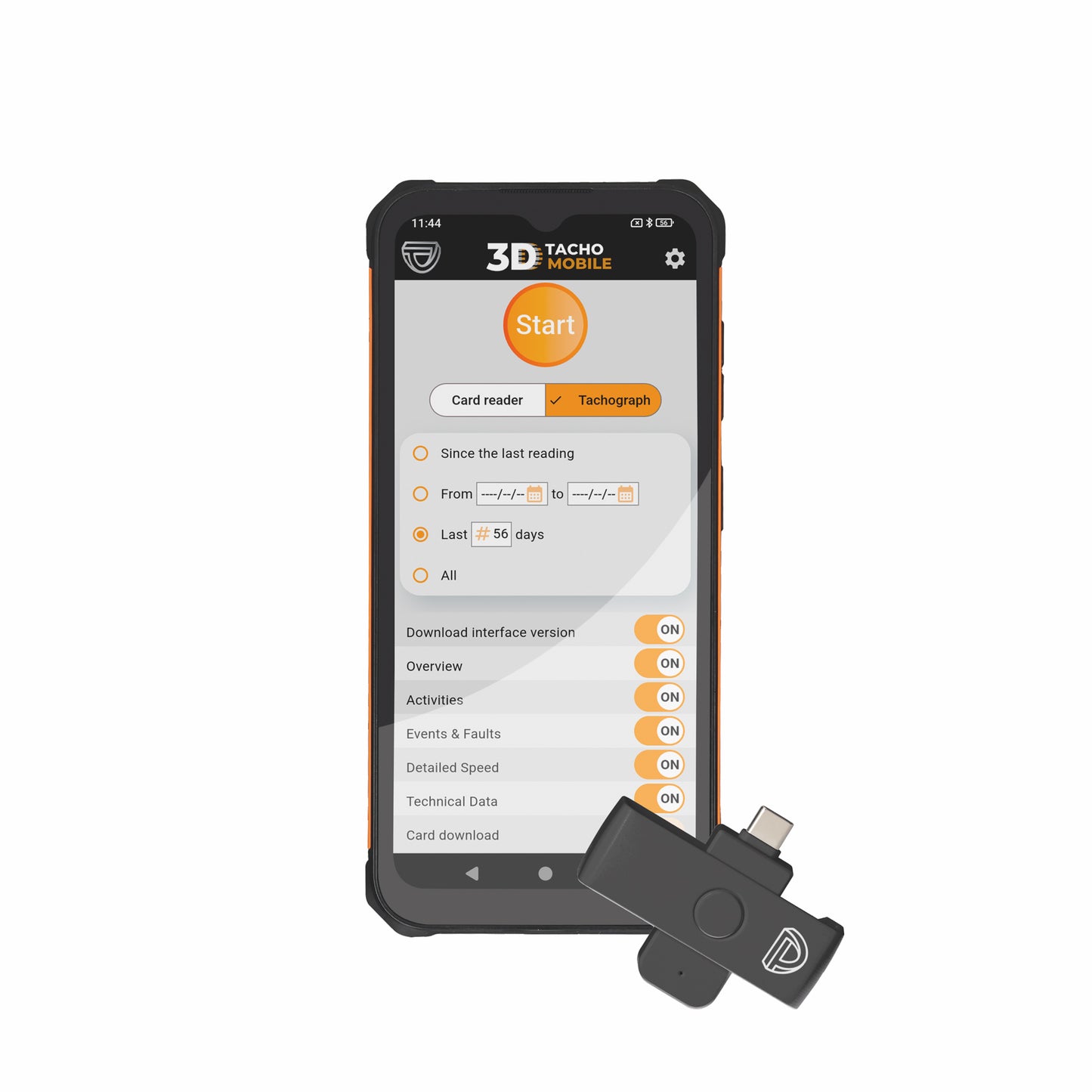 3D Tachograph Mobile Tekson Digital Data Downloader + Mobile Phone | TT900