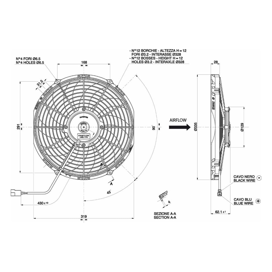 Spal Lüfter 12V, 305 MM, saugend | VA10-AP50/C-61A