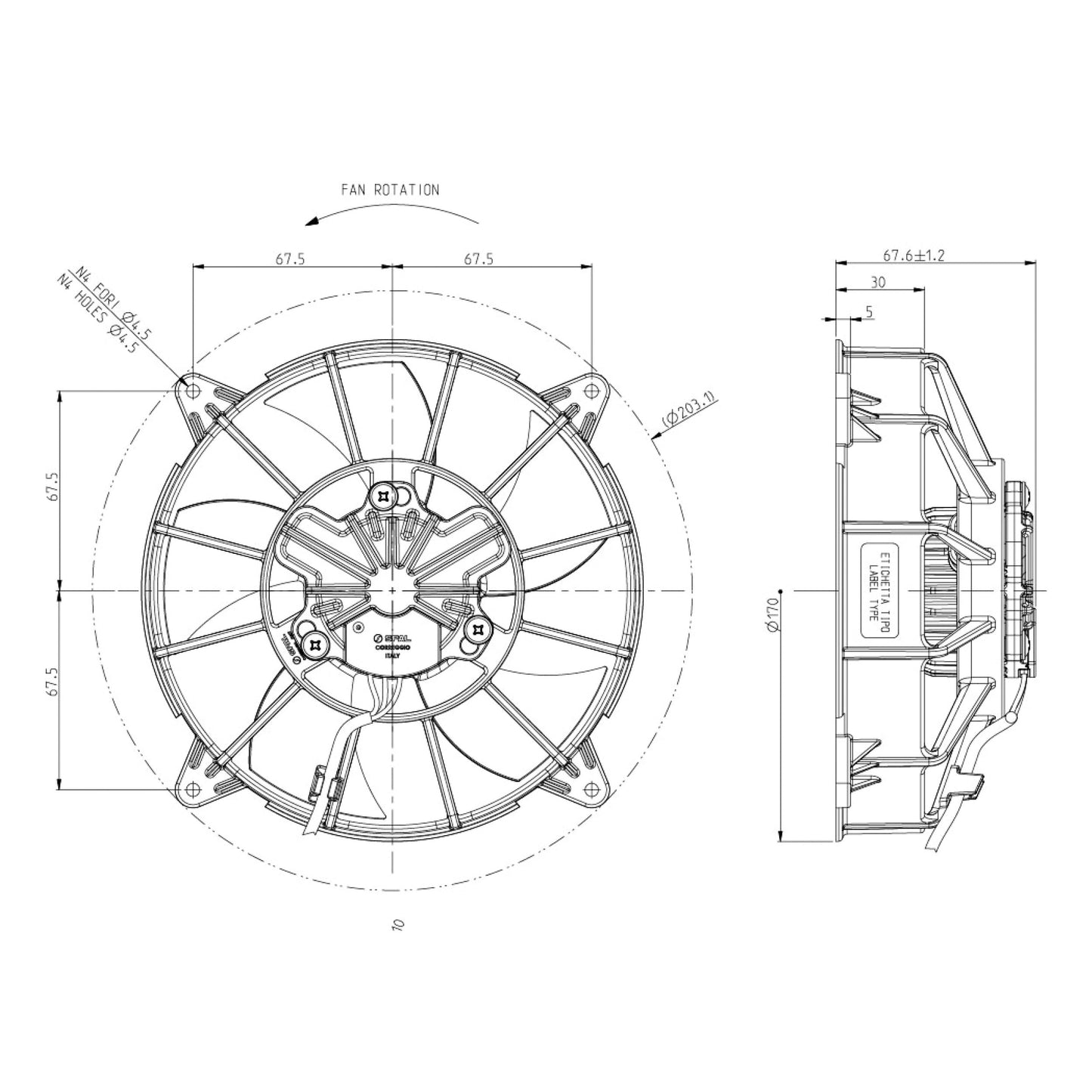 Spal Lüfter 24V, 155 MM, saugend | VA193-BBL40.5/N-117A/SH