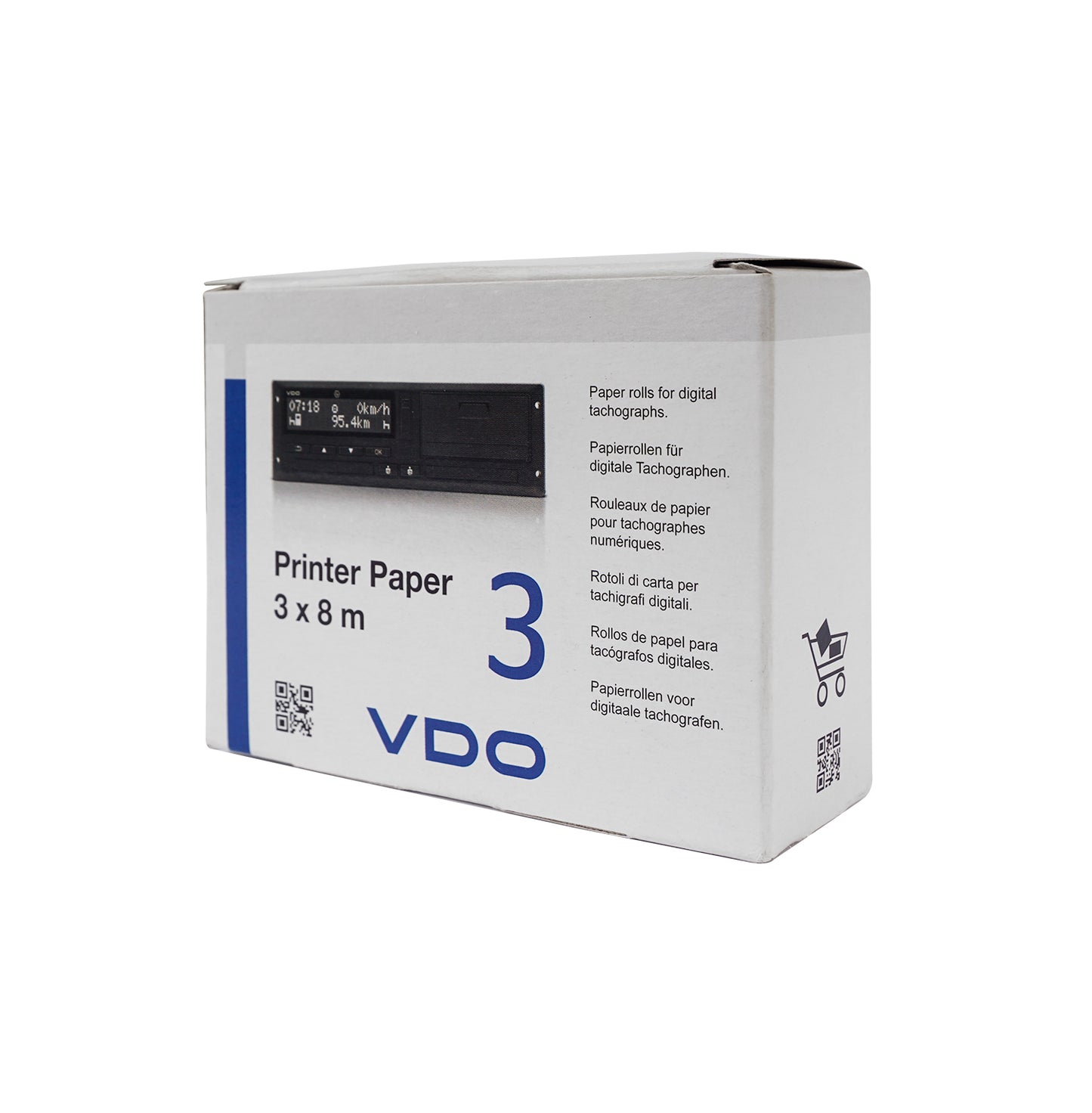 VDO Thermopapier Eco 3X8M Rollen für Digitale Tachographen | 2910002792400