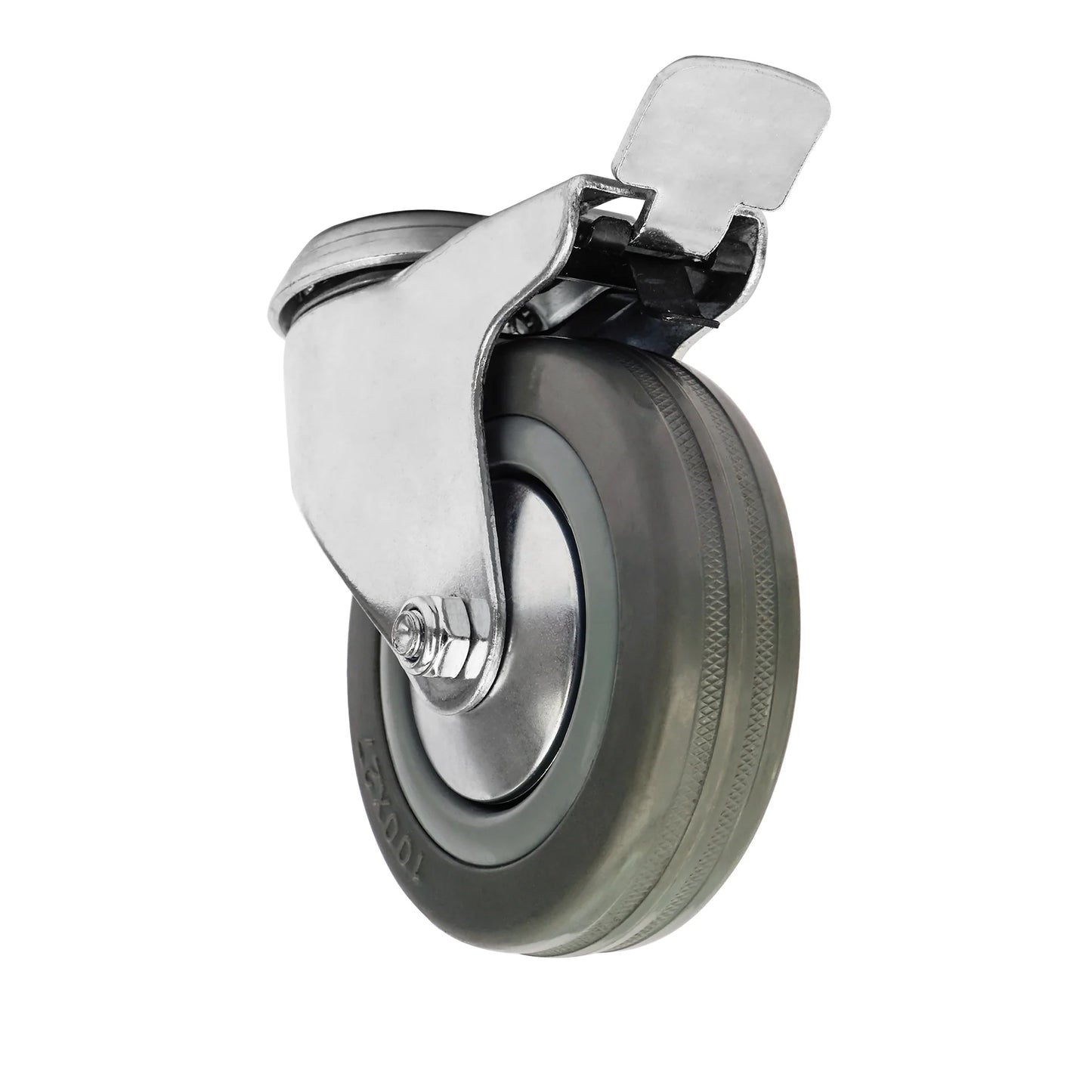 Ø 125 mm | Zestaw kołowy obrotowy z hamulcem: tworzywo guma, na otwór, łożysko ślizgowe, nośność 25 kg | 3057-125  - półprfil