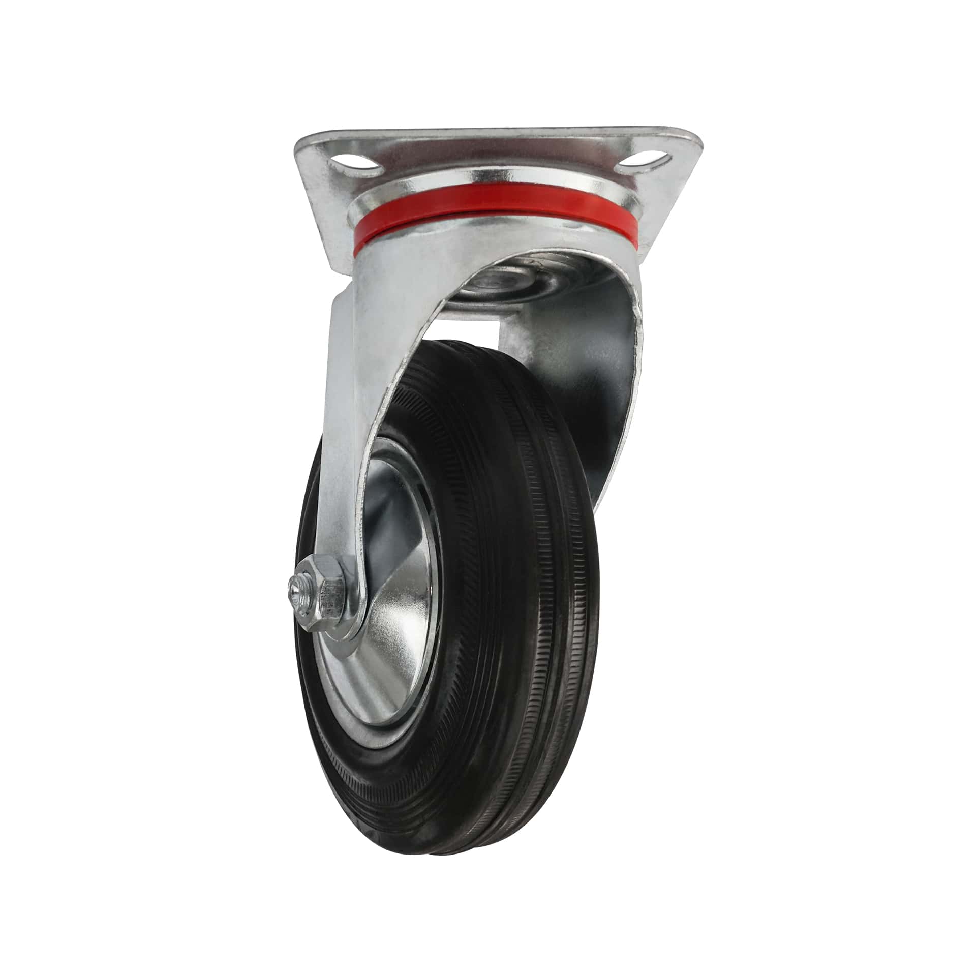 Ø 100 mm | Zestaw kołowy obrotowy bez hamulca: metal guma, płyta mocująca, łożysko wałeczkowe, nośność 50 kg | 4001-100 - półprofil
